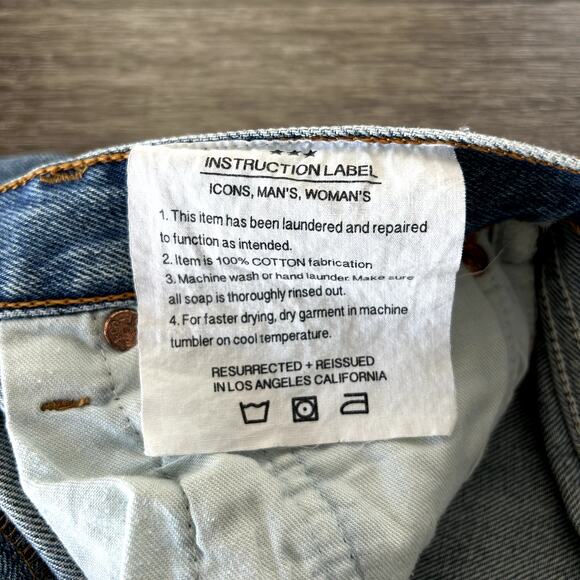 Vintage Levi’s 501 Jeans XS W28 L30 ICONS Rework USA Distressed Patchwork Denim - Picture 9 of 16